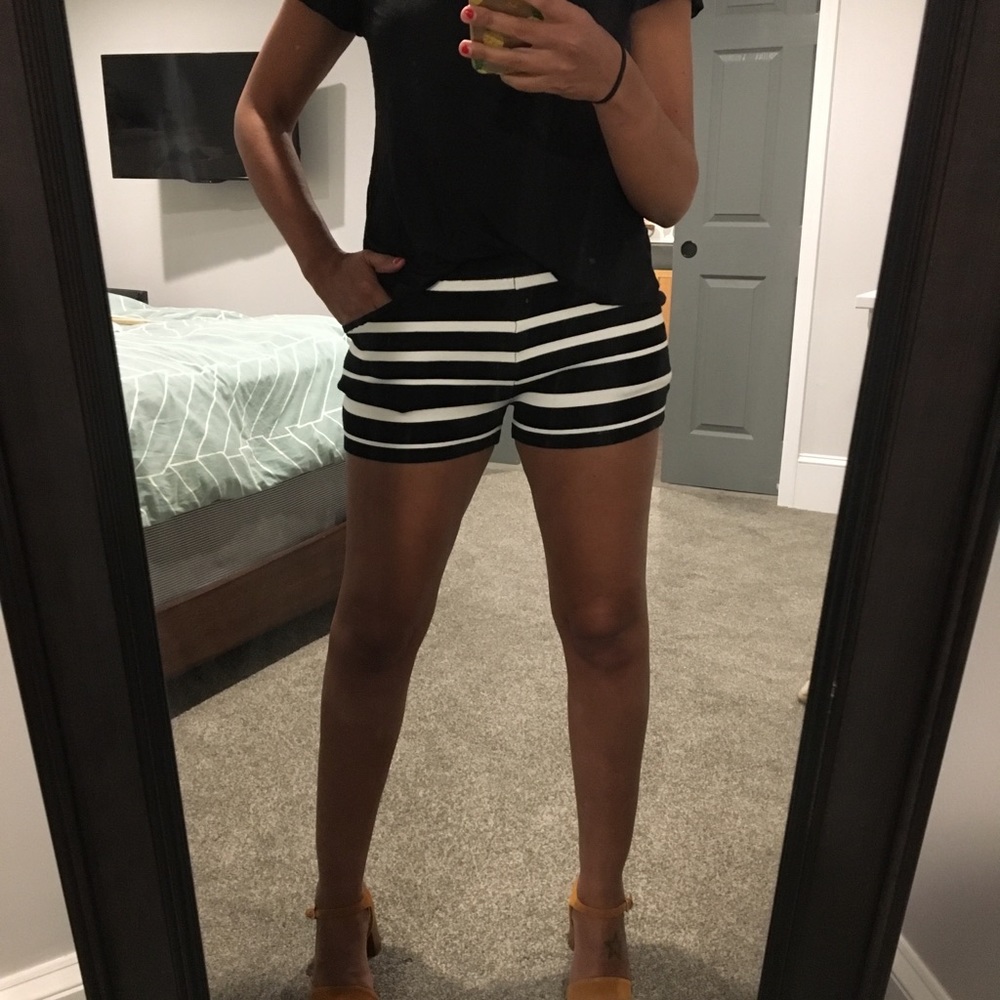 Olivaceous Black & White Shorts